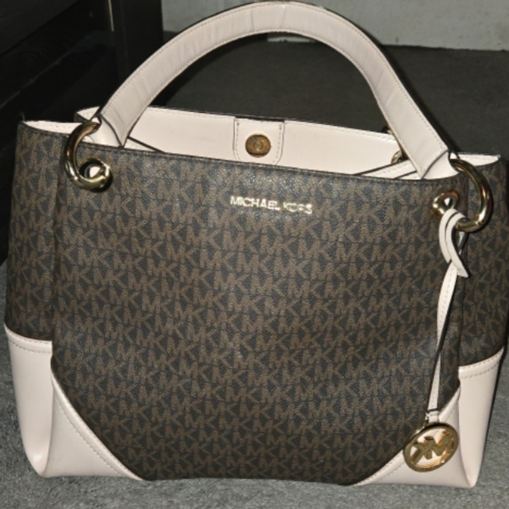 Michael Kors Tan and Cream Signature Satchel